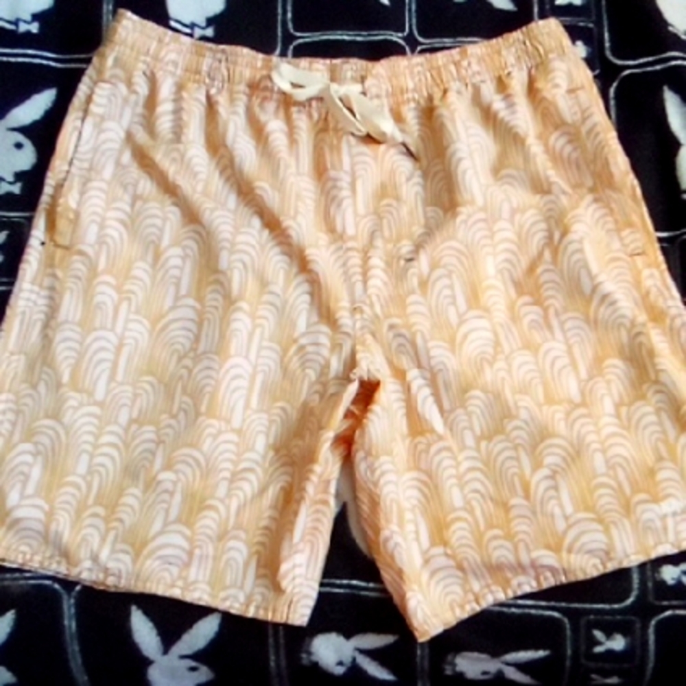 Rhythm Orange and White Swim Trunks with Nautical Pattern Size 34